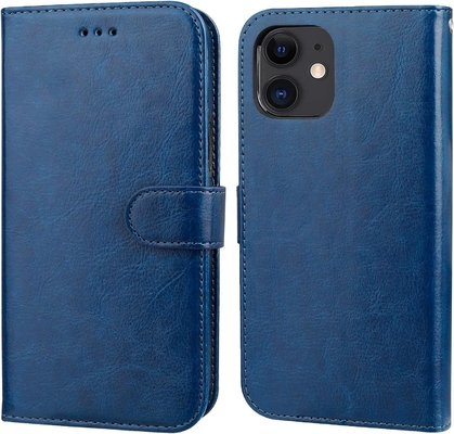 Compatibile con iPhone 12/Pro custodia per portafogli con portacarte supporto in cuoio PU cinghia per polso a prova di urti con conchiglia da 6,1 pollici