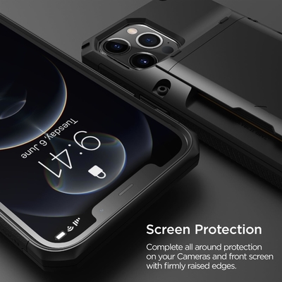 Per iPhone 12 Pro Max con [4 carte]Premium solido portafoglio slot carta di credito per iPhone 12 Pro Max 6,7 pollici
