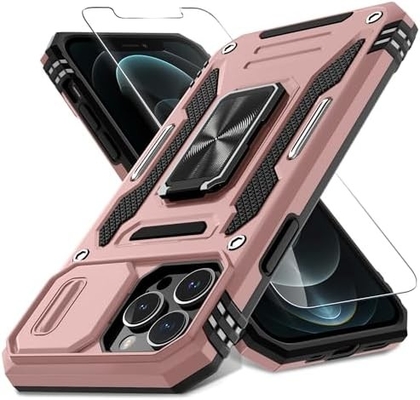 iPhone 12 Pro Max con Slide Camera Cover+Screen Protector ((1 pacchetto),Rotated Ring Kickstand Military Grade Shockproof