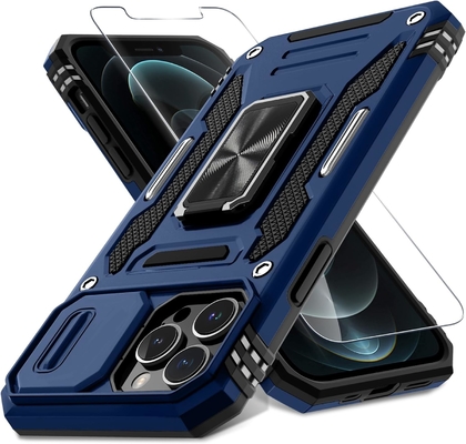 iPhone 12 Pro Max con Slide Camera Cover+Screen Protector ((1 pacchetto),Rotated Ring Kickstand Military Grade Shockproof