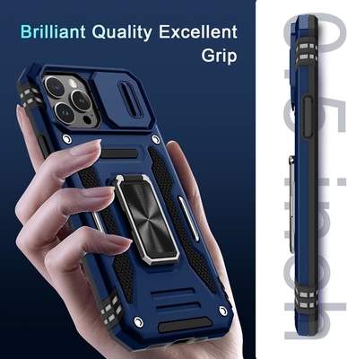 iPhone 12 Pro Max con Slide Camera Cover+Screen Protector ((1 pacchetto),Rotated Ring Kickstand Military Grade Shockproof