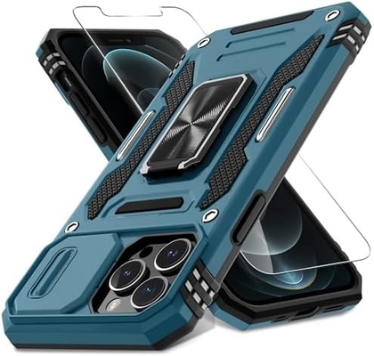 iPhone 12 Pro Max con Slide Camera Cover+Screen Protector ((1 pacchetto),Rotated Ring Kickstand Military Grade Shockproof