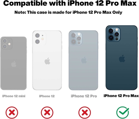 Cassa per iPhone 12 Pro Max, protezione di livello militare, silicone antiurto, anti-impronte digitali e anti-slip, custodia per telefono