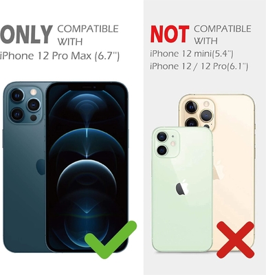 Cassa per iPhone 12 Pro Max con copertina per fotocamera e kickstand, copertina per armatura di grado militare,