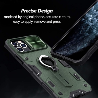 Cassa per iPhone 12 Pro Max con copertina per fotocamera e kickstand, copertina per armatura di grado militare,