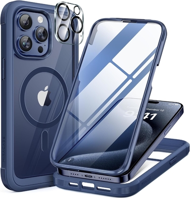 Magnetico per iPhone 12 Pro Max Cassa corpo intero Protettore schermo in vetro incorporato&amp; Protector fotocamera