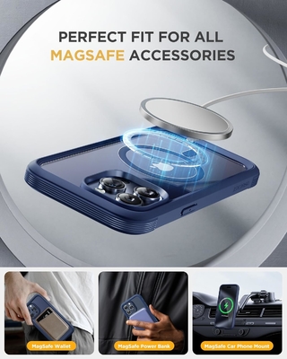 Magnetico per iPhone 12 Pro Max Cassa corpo intero Protettore schermo in vetro incorporato&amp; Protector fotocamera
