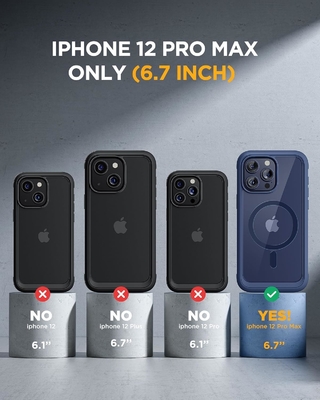 Magnetico per iPhone 12 Pro Max Cassa corpo intero Protettore schermo in vetro incorporato&amp; Protector fotocamera