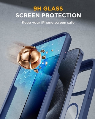 Magnetico per iPhone 12 Pro Max Cassa corpo intero Protettore schermo in vetro incorporato&amp; Protector fotocamera