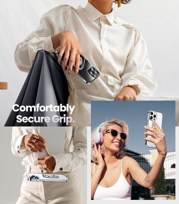 Protezioni per iPhone 12 Pro Max Cassa con supporto, Cassa del telefono chiara con porta anello doppio [regolabile e pieghevole]