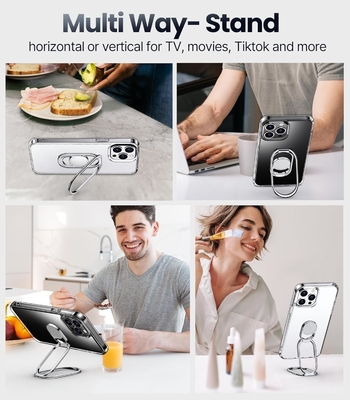 Protezioni per iPhone 12 Pro Max Cassa con supporto, Cassa del telefono chiara con porta anello doppio [regolabile e pieghevole]