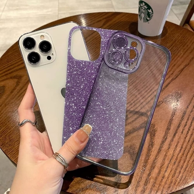 iPhone 12 Pro Max design della custodia trasparente, glitter incorporato lusso carta lucida, pop e bella