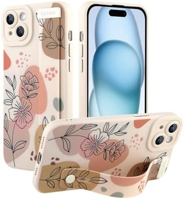 Cassa in silicone per iPhone 12 Pro Max con cintura per donne ragazze fiori fiori carini disegno modello regolabile Soft Wirstband