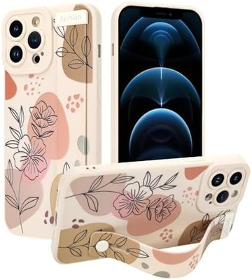 Cassa in silicone per iPhone 12 Pro Max con cintura per donne ragazze fiori fiori carini disegno modello regolabile Soft Wirstband