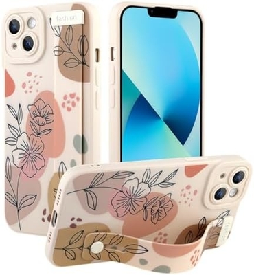 Cassa in silicone per iPhone 12 Pro Max con cintura per donne ragazze fiori fiori carini disegno modello regolabile Soft Wirstband