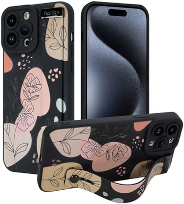 Cassa in silicone per iPhone 12 Pro Max con cintura per donne ragazze fiori fiori carini disegno modello regolabile Soft Wirstband