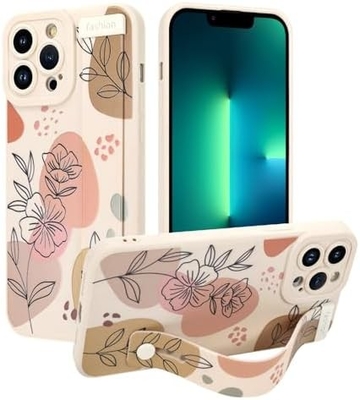 Cassa in silicone per iPhone 12 Pro Max con cintura per donne ragazze fiori fiori carini disegno modello regolabile Soft Wirstband
