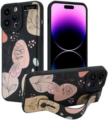 Cassa in silicone per iPhone 12 Pro Max con cintura per donne ragazze fiori fiori carini disegno modello regolabile Soft Wirstband