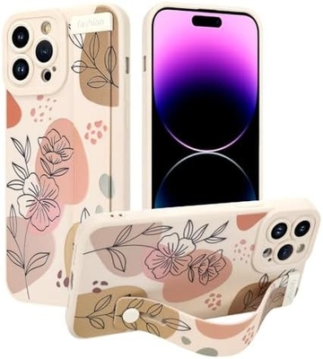 Cassa in silicone per iPhone 12 Pro Max con cintura per donne ragazze fiori fiori carini disegno modello regolabile Soft Wirstband