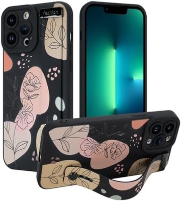Cassa in silicone per iPhone 12 Pro Max con cintura per donne ragazze fiori fiori carini disegno modello regolabile Soft Wirstband