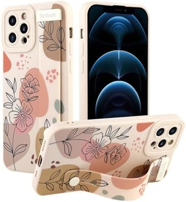 Cassa in silicone per iPhone 12 Pro Max con cintura per donne ragazze fiori fiori carini disegno modello regolabile Soft Wirstband