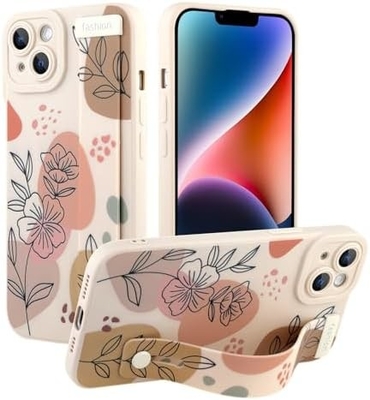 Cassa in silicone per iPhone 12 Pro Max con cintura per donne ragazze fiori fiori carini disegno modello regolabile Soft Wirstband