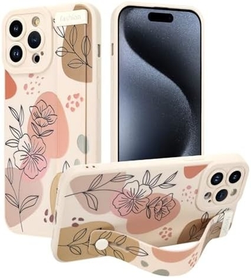 Cassa in silicone per iPhone 12 Pro Max con cintura per donne ragazze fiori fiori carini disegno modello regolabile Soft Wirstband
