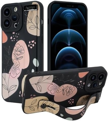 Cassa in silicone per iPhone 12 Pro Max con cintura per donne ragazze fiori fiori carini disegno modello regolabile Soft Wirstband
