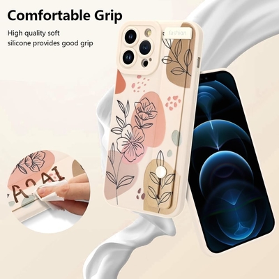 Cassa in silicone per iPhone 12 Pro Max con cintura per donne ragazze fiori fiori carini disegno modello regolabile Soft Wirstband