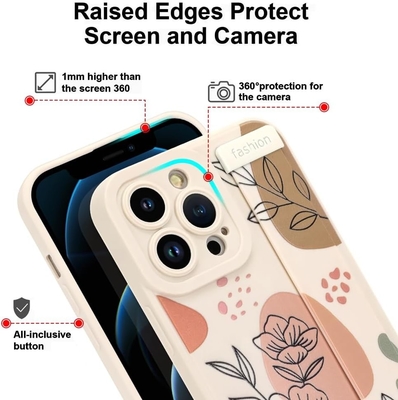 Cassa in silicone per iPhone 12 Pro Max con cintura per donne ragazze fiori fiori carini disegno modello regolabile Soft Wirstband