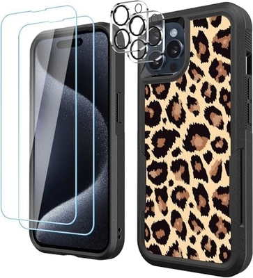 [5 in 1 per iphone 15 Plus Cassa, con 2 pacchetti di screen protector + 2 pacchetti di camera protector obiettivo, Heavy-Duty resistente robusto