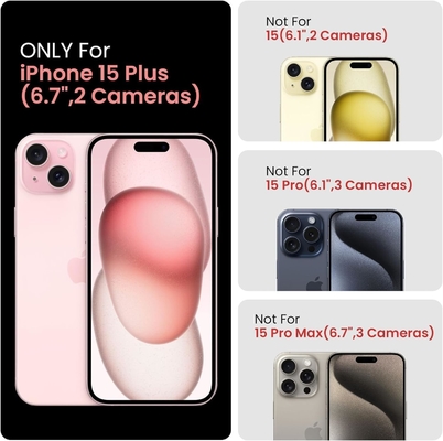 [5 in 1 per iphone 15 Plus Cassa, con 2 pacchetti di screen protector + 2 pacchetti di camera protector obiettivo, Heavy-Duty resistente robusto