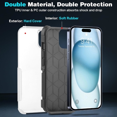 [5 in 1 per iphone 15 Plus Cassa, con 2 pacchetti di screen protector + 2 pacchetti di camera protector obiettivo, Heavy-Duty resistente robusto