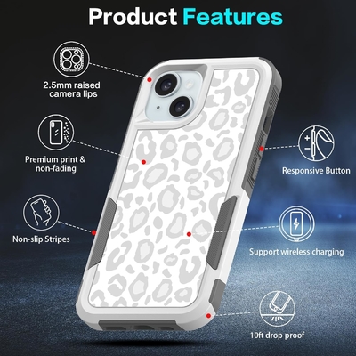 [5 in 1 per iphone 15 Plus Cassa, con 2 pacchetti di screen protector + 2 pacchetti di camera protector obiettivo, Heavy-Duty resistente robusto