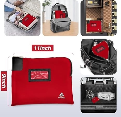 Borsa impermeabile con serratura e 2 chiavi, borsa di denaro con cerniera, borse di sicurezza per contanti, borsa di deposito bancaria di denaro durevole, borsa per documenti in nylon, borsa per monete, borsa di contanti, 11 x 9 pollici, rosso