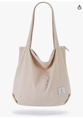 KALIDI Borsa Tote in Velluto a Coste da Donna con Cerniera, Borsa a Mano Casual, Borsa a Spalla Grande Capacità con Tasche