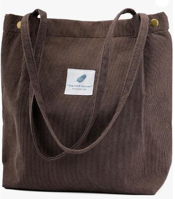 Corduroy Tote Bag Cute Tote Bags for Women Shoulder Bag with Inner Pocket for Work Beach Travel and Shopping Grocery
