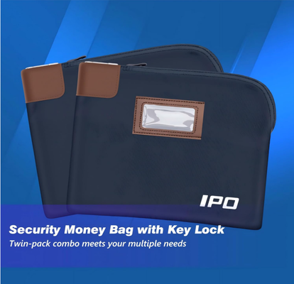 IPO Borsa impermeabile con chiave di blocco, 2 pacchetti Borsa di denaro Borsa di deposito bancaria, 11 x 8,6 pollici, accessori di chiusura maschile e femminile Borsa per contanti, borsa portatile per viaggi Borsa di denaro Protegge passaporti, oggetti di valore