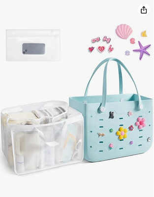 Borsa da spiaggia per donne, borsa di gomma resistente all'acqua, sacchetto a prova di sabbia per le vacanze