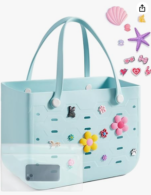 Borsa da spiaggia per donne, borsa di gomma resistente all'acqua, sacchetto a prova di sabbia per le vacanze