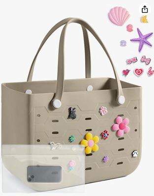 Borsa da spiaggia per donne, borsa di gomma resistente all'acqua, sacchetto a prova di sabbia per le vacanze