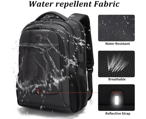 Zaino per laptop da 17 pollici da viaggio Zaino universitario resistente all'acqua per uomo/donna Borsa per laptop con porta di ricarica USB, nero