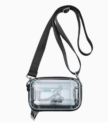 Mini sacchetto trasparente per il trucco da viaggio, sacchetto da 7 pollici con una sola spalla, sacchetto crossbody da viaggio, sacchetto di stoccaggio PC a guscio rigido, piccolo sacchetto quadrato per l'aviazione