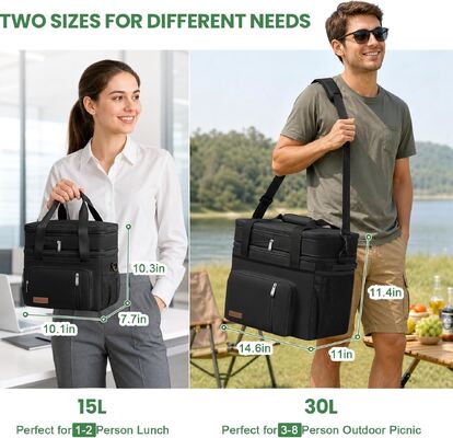 Borsa Termica Doppio Scomparto - 60 Lattine Impermeabile Isolato Portatile Morbido Pranzo Cooler, Extra Large Espandibile Ghiacciaia Cooler per Spiaggia, Picnic, Campeggio, Shopping