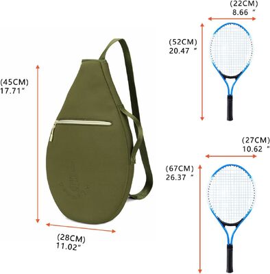 Custodia protettiva imbottita in neoprene per racchetta da tennis con tasca | Design a manica morbida, 2 scomparti, adatta per racchette da tennis, squash, badminton, trasporto a spalla singola o a tracolla