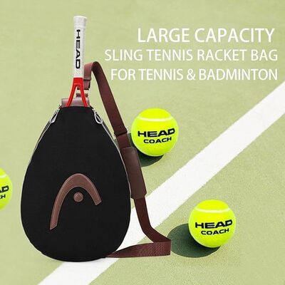 HEAD Racket Bag per Tennis Pickleball Badminton, Nero. Sling impermeabile, poliestere e PU, regolabile, porta 1-2 racchette, per pratiche in campo, giochi di fine settimana e portabagagli giornalieri