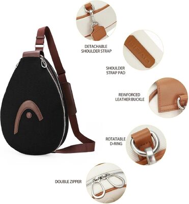 HEAD Racket Bag per Tennis Pickleball Badminton, Nero. Sling impermeabile, poliestere e PU, regolabile, porta 1-2 racchette, per pratiche in campo, giochi di fine settimana e portabagagli giornalieri