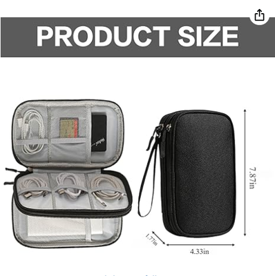 Scatola di stoccaggio per viaggi - Copertura protettiva EVA dura per Power Bank mobile, caricabatterie, cavi, telefoni e accessori - Sacchetto portatile per aerei, viaggi d'affari, arredi domestici