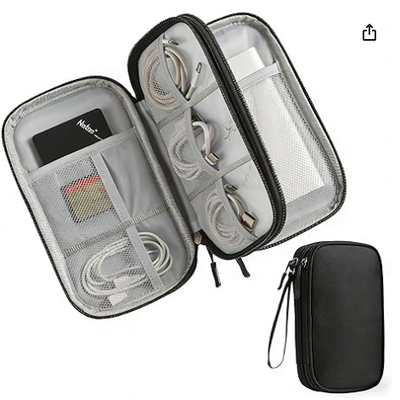 Scatola di stoccaggio per viaggi - Copertura protettiva EVA dura per Power Bank mobile, caricabatterie, cavi, telefoni e accessori - Sacchetto portatile per aerei, viaggi d'affari, arredi domestici