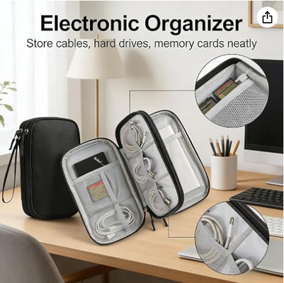 Scatola di stoccaggio per viaggi - Copertura protettiva EVA dura per Power Bank mobile, caricabatterie, cavi, telefoni e accessori - Sacchetto portatile per aerei, viaggi d'affari, arredi domestici